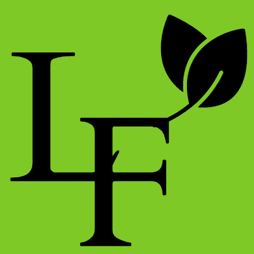 Learn | Flourish monogram Learn Flourish logo. The letters LF with leaves growing from the top of the letter F. The words Learn and Flourish below.